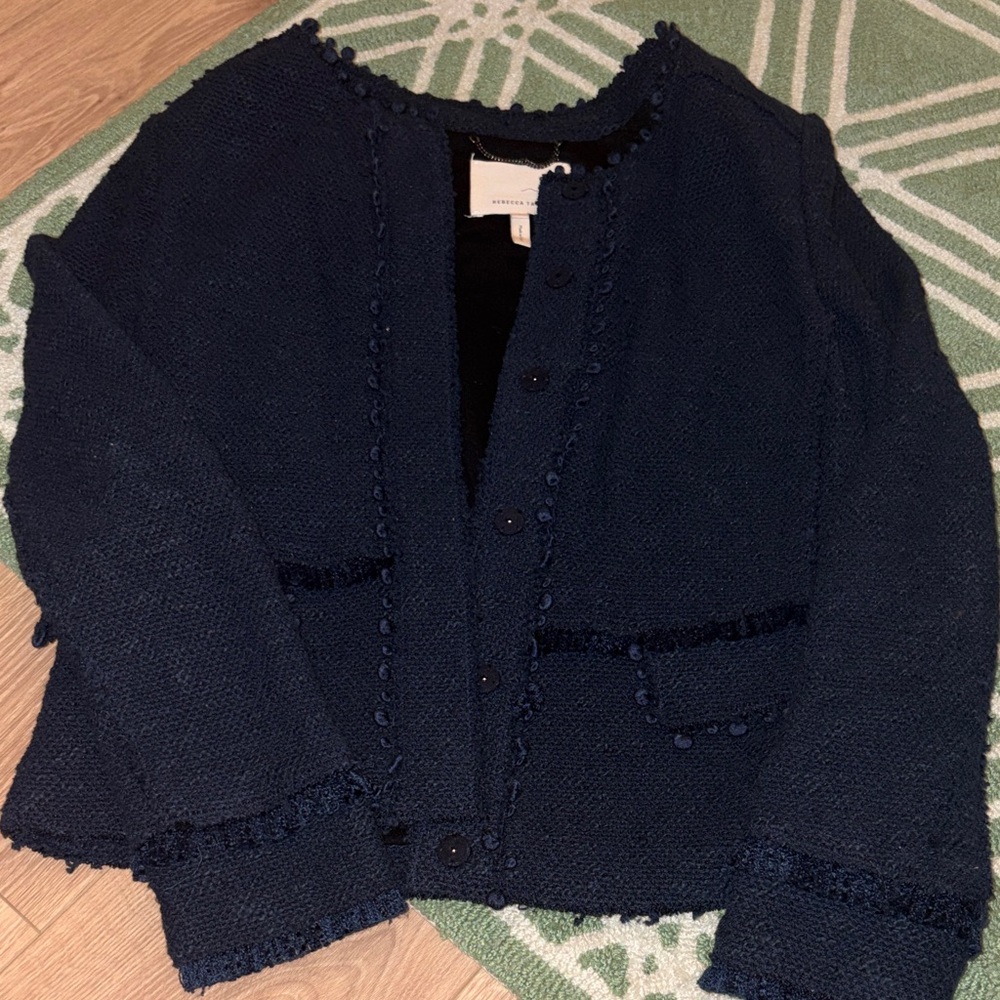 Navy Textured Cardigan